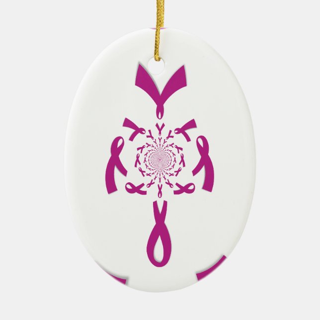 Breast Cancer Awareness Art Print Ceramic Ornament (Front)