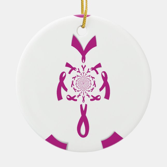 Breast Cancer Awareness Art Print Ceramic Ornament (Front)