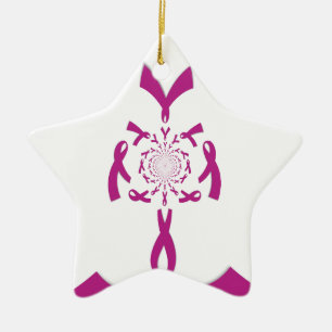 Breast Cancer Awareness Art Print Ceramic Ornament