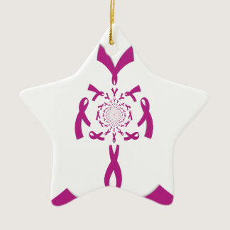 Breast Cancer Awareness Art Print Ceramic Ornament
