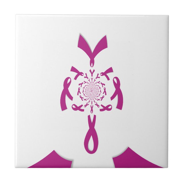 Breast Cancer Awareness Art Print Ceramic Tile (Front)