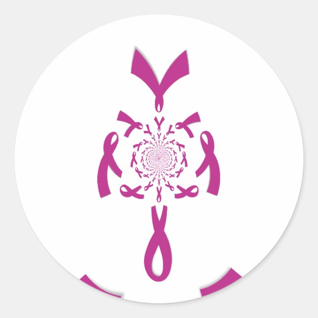 Breast Cancer Awareness Art Print Classic Round Sticker (Front)