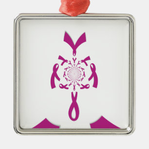 Breast Cancer Awareness Art Print Metal Ornament