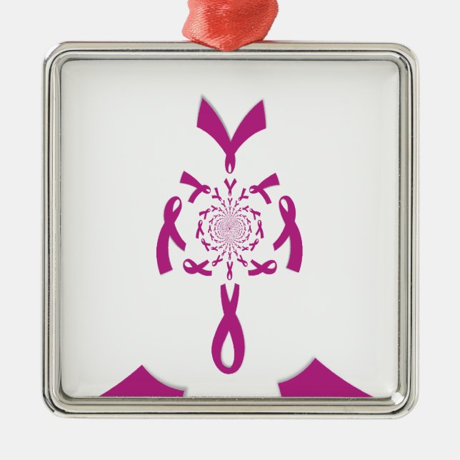 Breast Cancer Awareness Art Print Metal Ornament (Front)