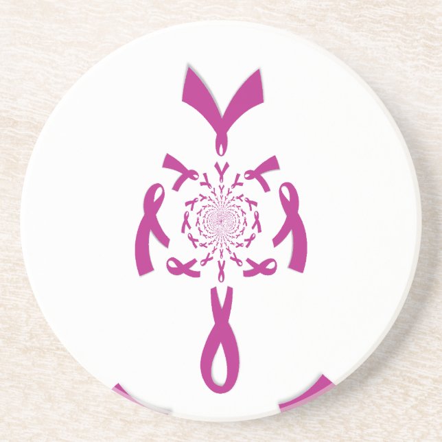 Breast Cancer Awareness Art Print Sandstone Coaster (Front)