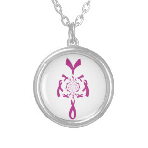 Breast Cancer Awareness Art Print Silver Plated Necklace