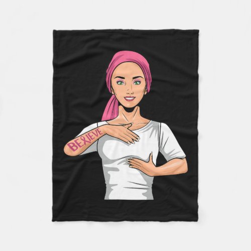 Breast Cancer Awareness Asl American Sign Language Fleece Blanket