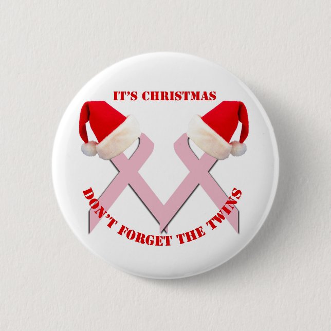 Breast Cancer Awareness at Christmas Pinback Button (Front)