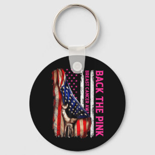 Breast Cancer Awareness Back The Pink American Fla Keychain