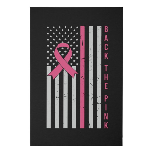 Breast Cancer Awareness Back The Pink USA Patriot Faux Canvas Print (Front)