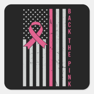 Breast Cancer Awareness Back The Pink USA Patriot Square Sticker
