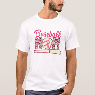 Breast Cancer Awareness Baseball Mom Pink Ribbon L T-Shirt