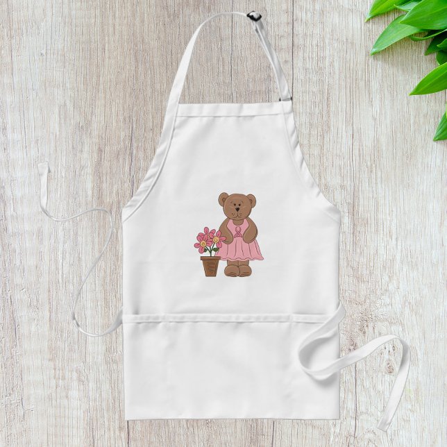 Breast Cancer Awareness Bear in Pink Dress  Adult Apron (Creator Uploaded)