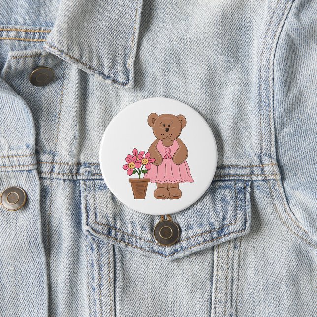 Breast Cancer Awareness Bear in Pink Dress  Button (Creator Uploaded)