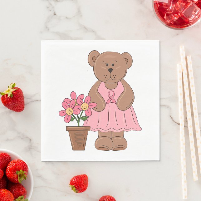 Breast Cancer Awareness Bear in Pink Dress  Napkins (Creator Uploaded)