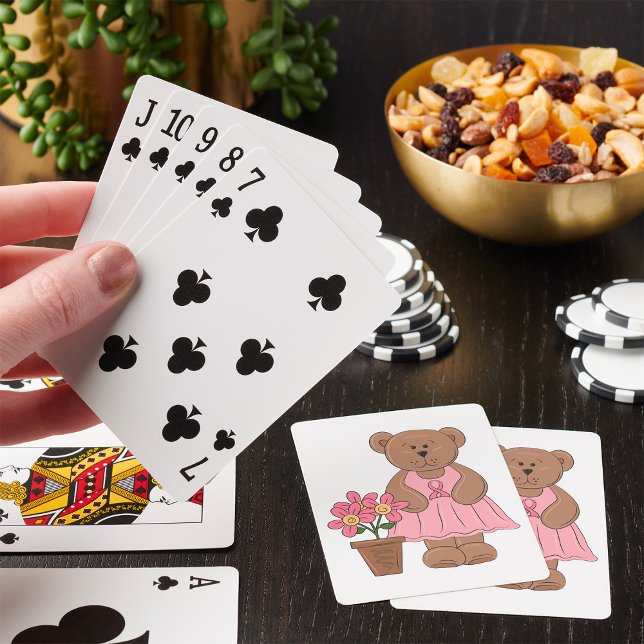 Breast Cancer Awareness Bear in Pink Dress  Poker Cards (Creator Uploaded)