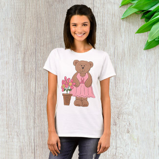 Breast Cancer Awareness Bear in Pink Dress  T-Shirt