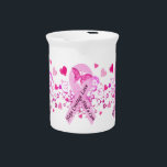Breast Cancer Awareness Beverage Pitcher<br><div class="desc">A pink ribbon in vintage style with the messages of “Hope, Courage, Love, ” and “Find a Cure” and a butterfly and hearts with a beautiful floral background. Let's wear pink to support Breast Cancer Awareness in October.</div>