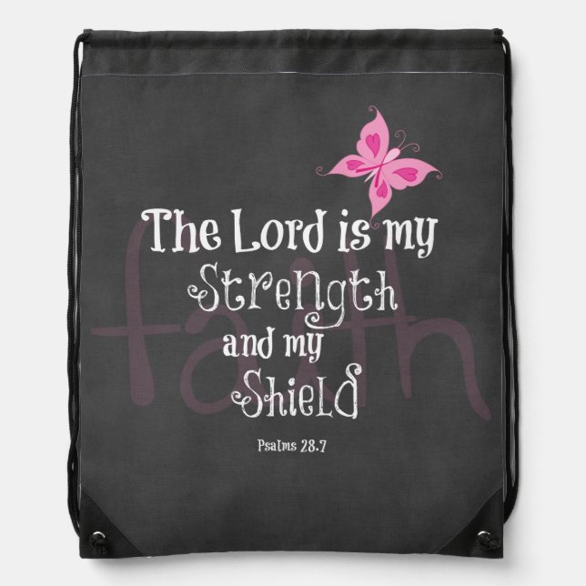 Breast Cancer Awareness Bible Verse Drawstring Bag (Front)