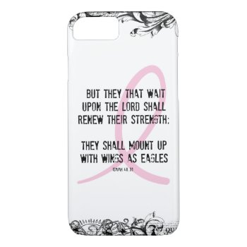 Breast Cancer Awareness Bible Verse Pink Ribbon Iphone 8/7 Case by QuoteLife at Zazzle