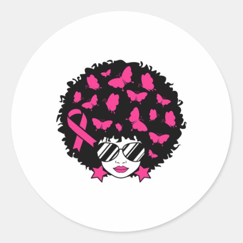 Breast Cancer Awareness Black Women Survivor Pink  Classic Round Sticker