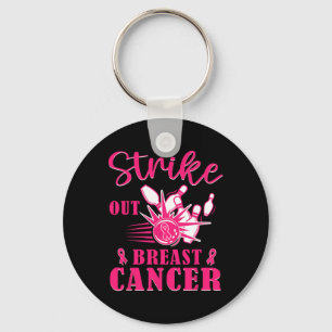 Breast Cancer Awareness - Bowling Strike Out Pink  Keychain