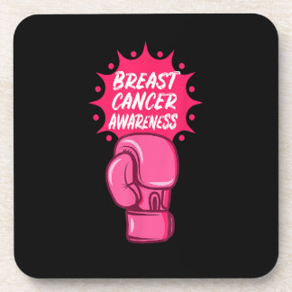 Breast Cancer Awareness Boxing Glove Support Survi Beverage Coaster