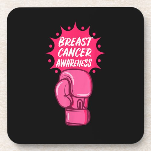 Breast Cancer Awareness Boxing Glove Support Survi Beverage Coaster