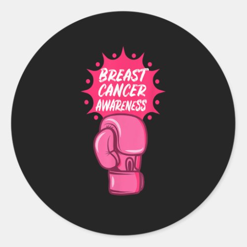 Breast Cancer Awareness Boxing Glove Support Survi Classic Round Sticker