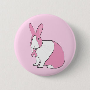 BREAST CANCER AWARENESS BUNNY PINBACK BUTTON