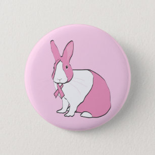 BREAST CANCER AWARENESS BUNNY PINBACK BUTTON