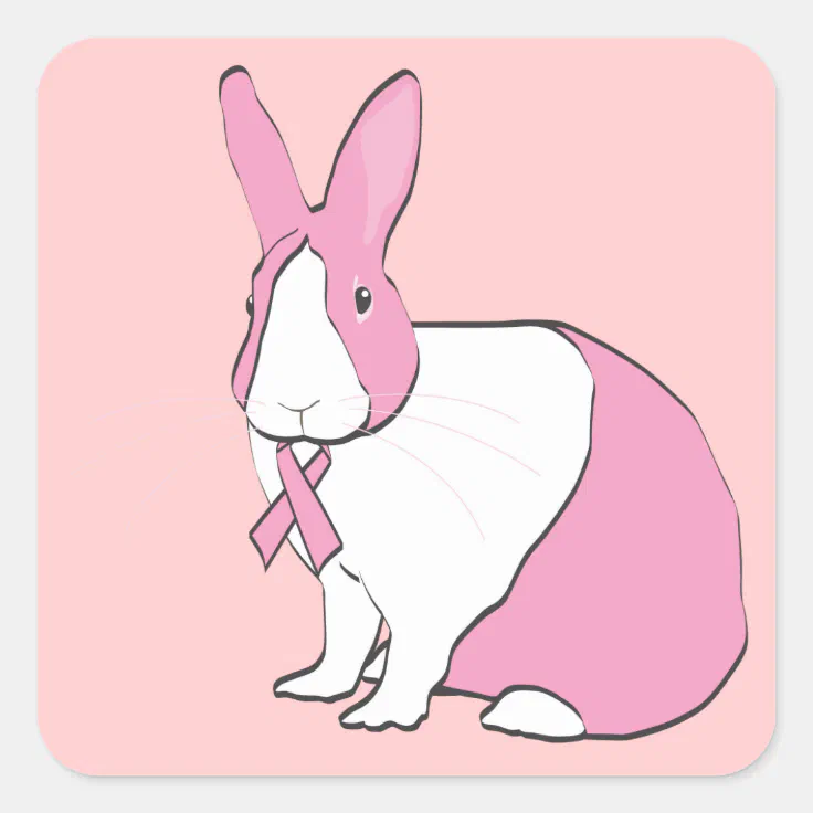 BREAST CANCER AWARENESS BUNNY SQUARE STICKER Zazzle