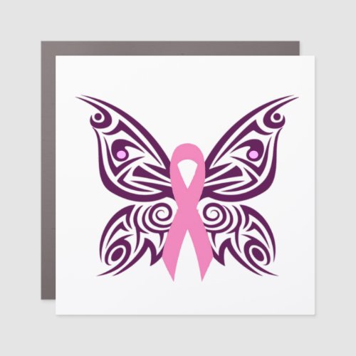 Breast Cancer Awareness Butterfly Car Magnet