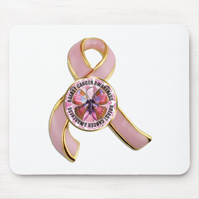 Breast Cancer Awareness Butterfly Mouse Pad (Front)
