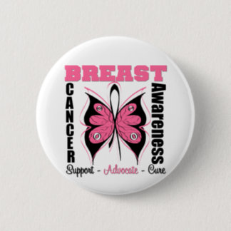 Breast Cancer Awareness Butterfly Pinback Button