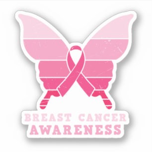 Breast Cancer Awareness Butterfly – Pink Ribbon Sticker