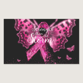 Breast Cancer Awareness Butterfly Quote Rectangular Sticker