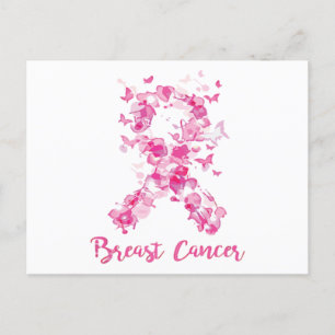 Breast Cancer Awareness Butterfly Ribbon Announcement Postcard