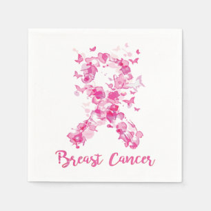Breast Cancer Awareness Butterfly Ribbon Napkins