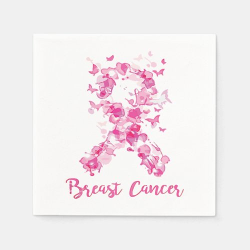 Breast Cancer Awareness Butterfly Ribbon Napkins