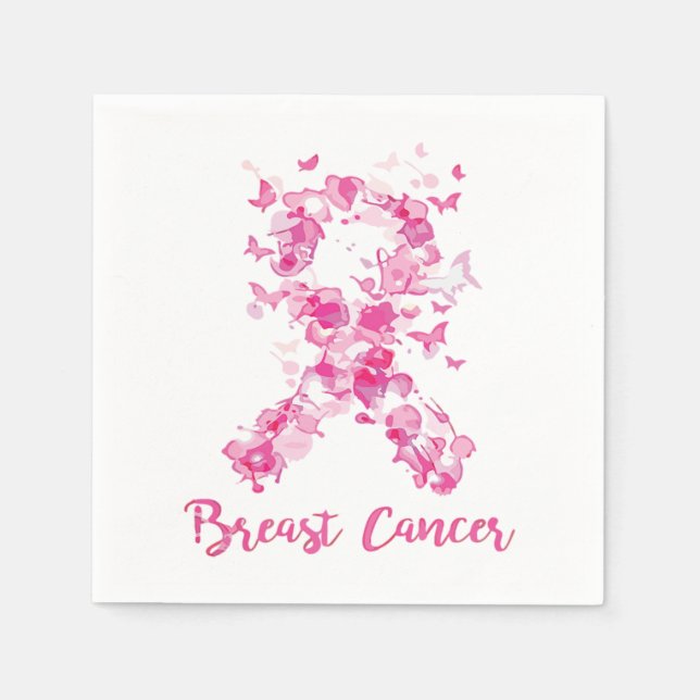 Breast Cancer Awareness Butterfly Ribbon Napkins (Front)