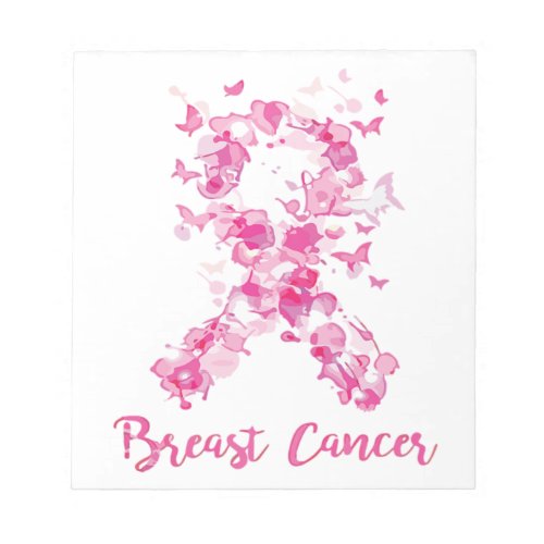 Breast Cancer Awareness Butterfly Ribbon Notepad