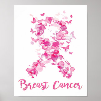 Breast Cancer Awareness Butterfly Ribbon Poster