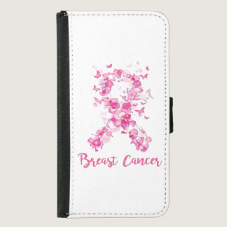 Breast Cancer Awareness Butterfly Ribbon Samsung Galaxy S5 Wallet Case