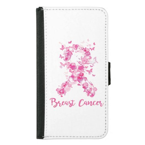 Breast Cancer Awareness Butterfly Ribbon Samsung Galaxy S5 Wallet Case