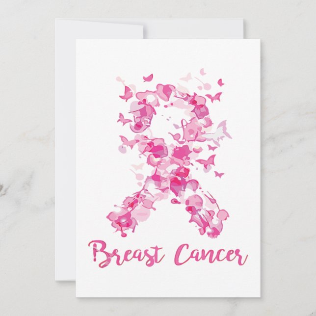 Breast Cancer Awareness Butterfly Ribbon Save The Date (Front)