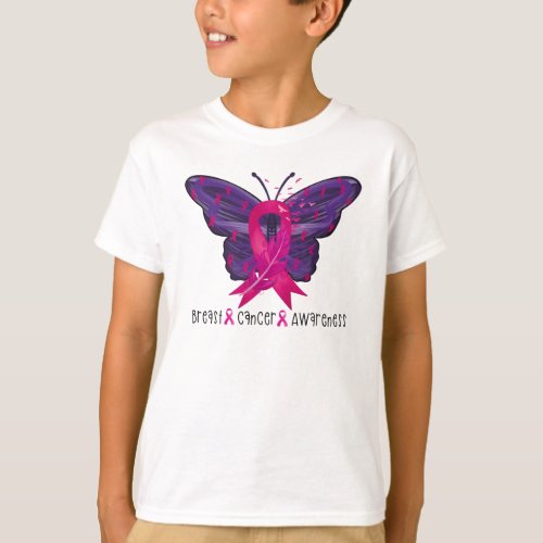 Breast Cancer Awareness Butterfly Ribbon T_Shirt