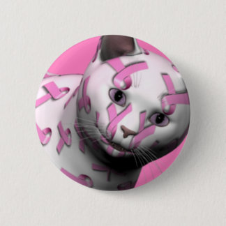 Breast Cancer Awareness Cat Button