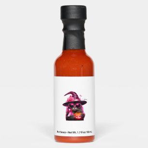 Breast Cancer Awareness Cat Halloween Pink Ribbon  Hot Sauces