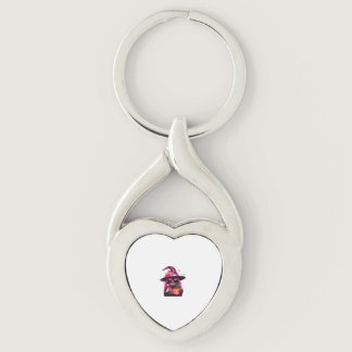 Breast Cancer Awareness Cat Halloween Pink Ribbon  Keychain